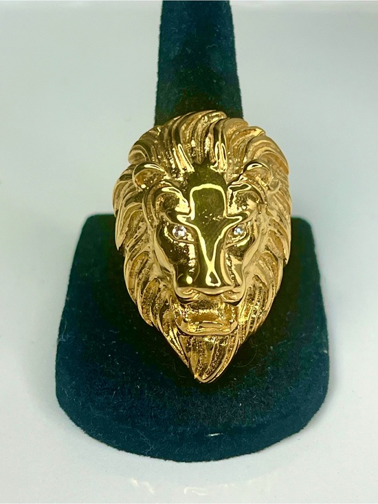 Vintage Jewelry - Vintage Gold Lion Head Statement Ring - Vintage